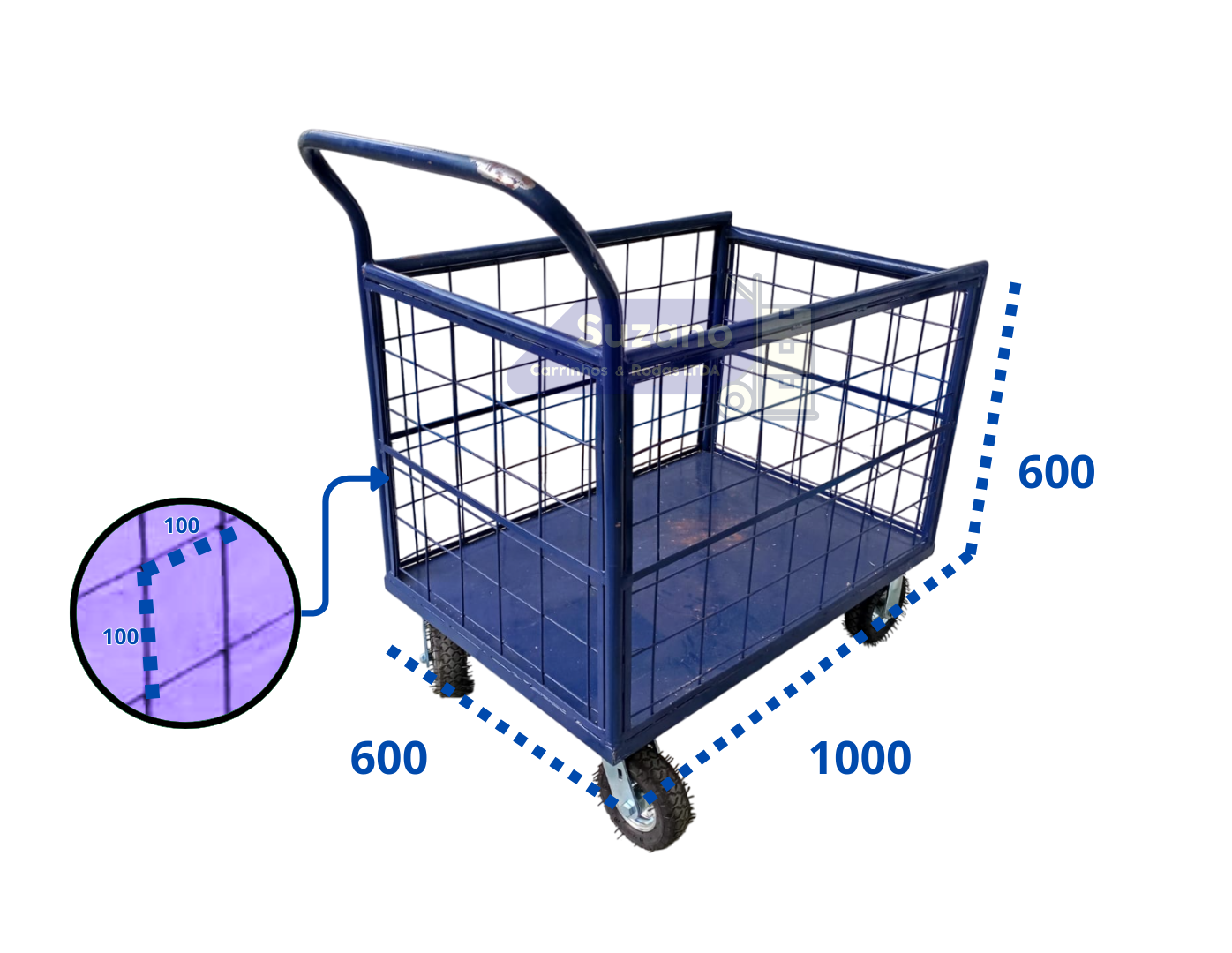 SCR0077 CARRO PLATAF MINI 1000 X 600 X 600 X 200 KG - 6 X 2 PNM - CONDOMINIO TELADO